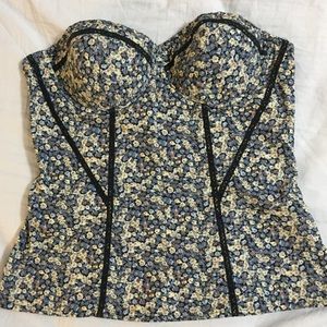 Bustier top, floral print, side zipper